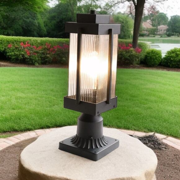 MONKFISH Outdoor Post Light Weather Resistant Garden Path Patio Lamp E26 Bulb - Picture 2 of 8